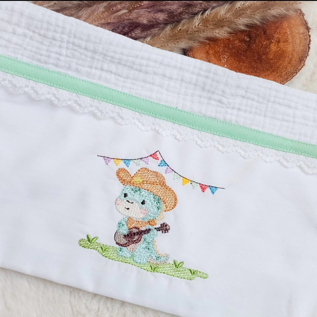 Set de 3 Langes Bébé Brodés – Thème Petit Cowboy