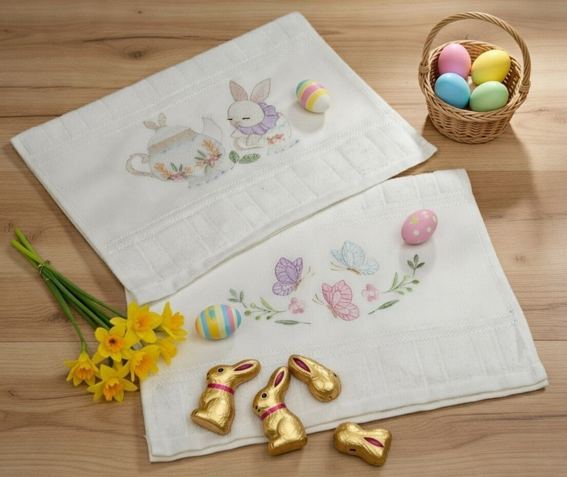 Lot de 2 serviettes invité brodées