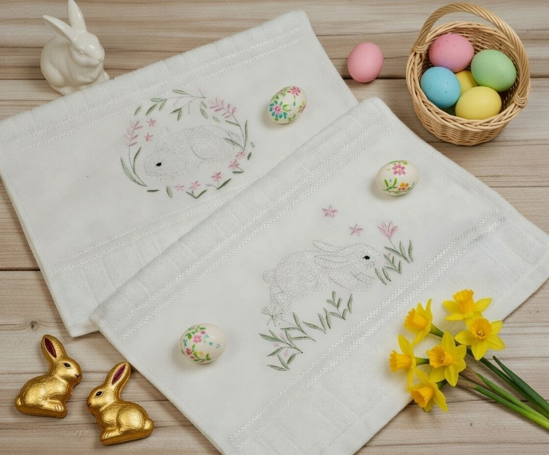 Lot de 2 serviettes invité brodées