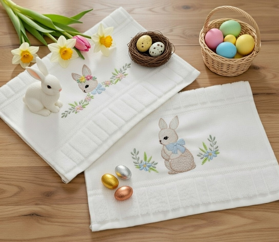 Lot de 2 serviettes invité brodées
